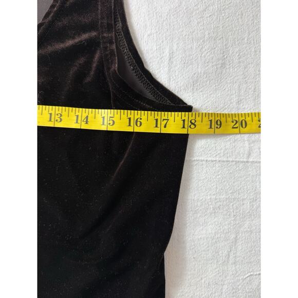 Vtg Womens Y2K Velvet Tank Top Sz 12 Fairygoth Chocolate Brown Chic Ellen Fig - Picture 5 of 6